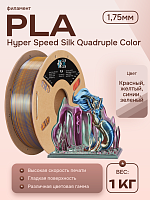 High Speed Ultra Silk PLA 4х цветный пластик CLUB3D PRO - Splendid Quartet (Red & Yellow & Blue & Green) 1KG (1,75мм)