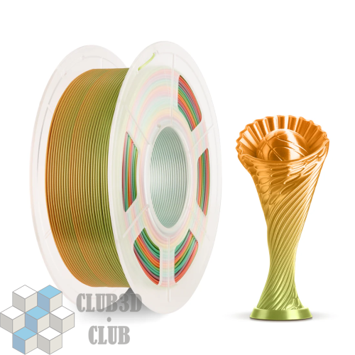 Silk PLA пластик (Filament Пруток) CLUB3D PRO - Разноцветный (Rainbow)  Блестящий 1KG (1,75мм)