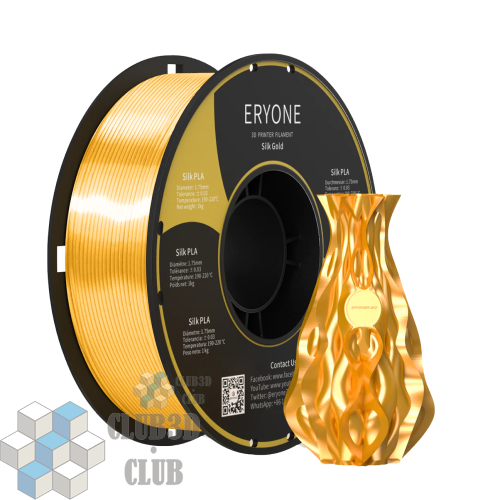 PLA пластик ERYONE для FDM 3D принтеров (Ender3,Anycubic,Picaso,Hercules) Silk Gold - Золотой шелк 1KG (1,75мм)